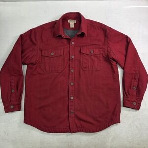 Duluth Trading Co Red Snap Button Up Fleece Lined Heavy Duty Chore Jacket Mens L